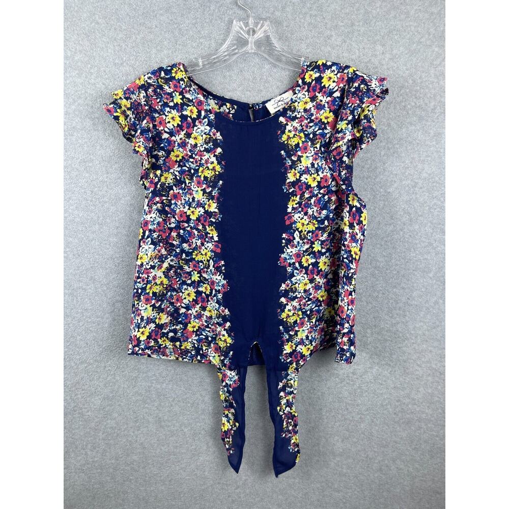 Anthropologie Twine & String Jr. XL Boho Tie Waist Flower Crop Blouse Shirt